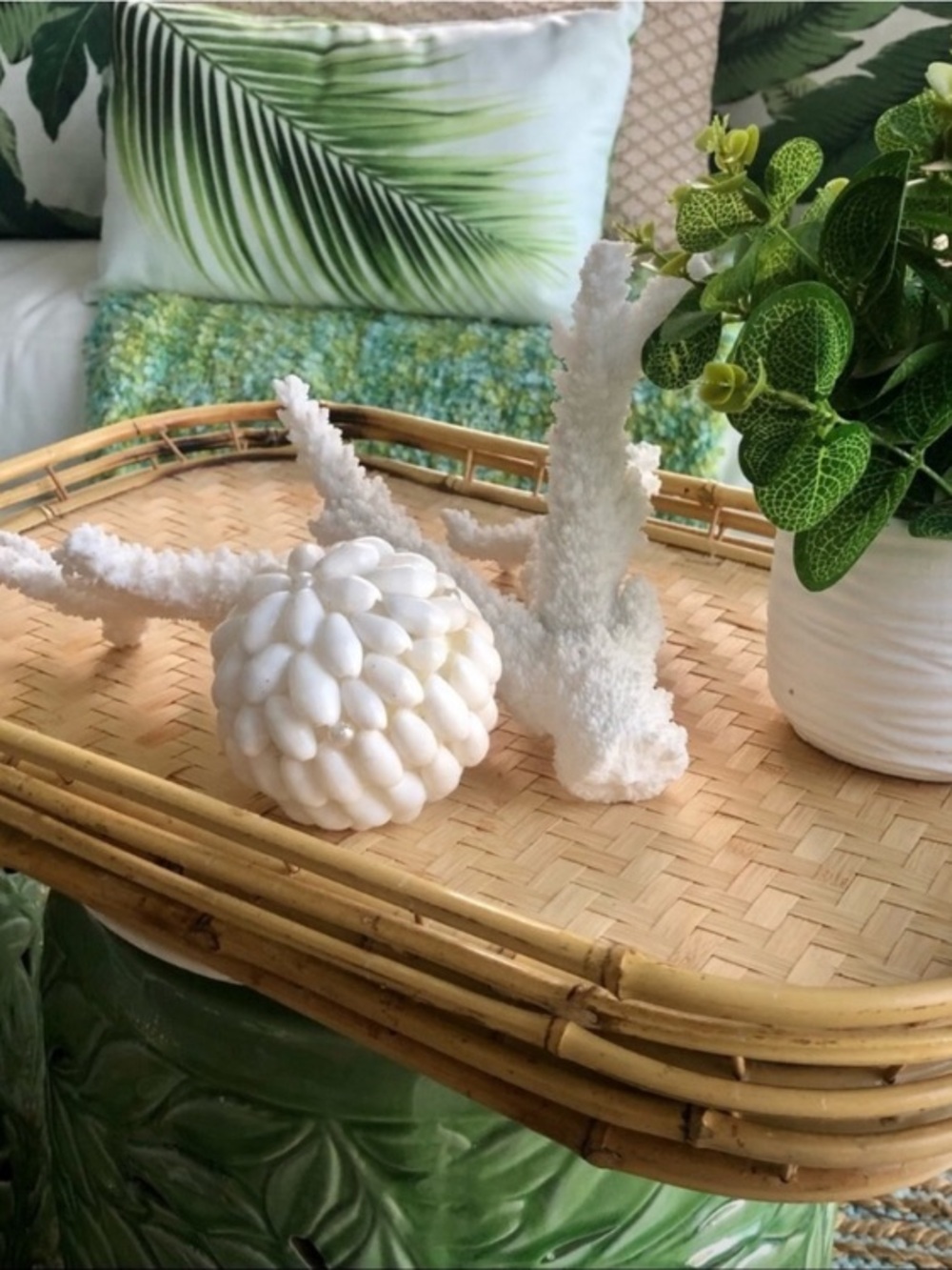 Vintage 4 Rattan | Bamboo Boho TV Dinner Serving Trays Set of 4 EUC